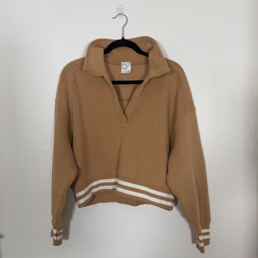 OFFLINE by Aerie Brown Collared Cropped Sweatshirt Size M